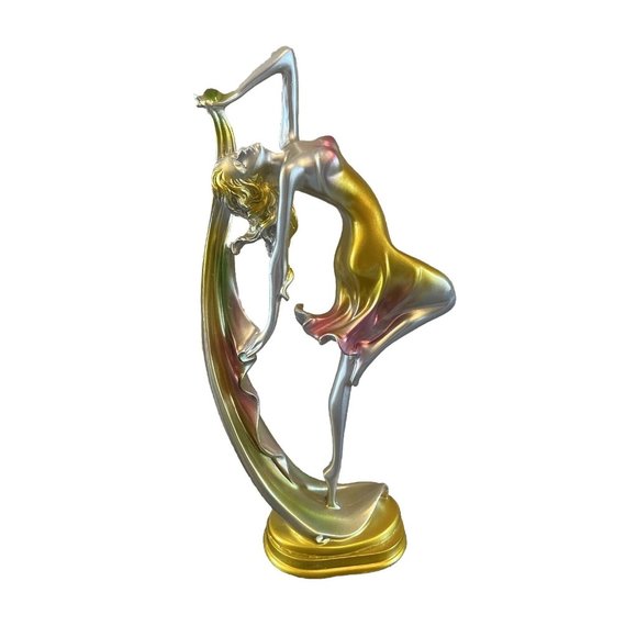 Art Deco Ballet Abstract Dancing Girl Resin Sculpture Home Decor - Picture 1 of 7